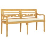 vidaXL Bancă Batavia cu pernă crem, 150 cm, lemn masiv de tec vidaXL Bancă Batavia cu pernă crem, 150 cm, lemn masiv de tec