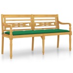 vidaXL Bancă Batavia cu pernă verde, 150 cm, lemn masiv de tec vidaXL Bancă Batavia cu pernă verde, 150 cm, lemn masiv de tec