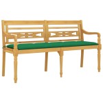 vidaXL Bancă Batavia cu pernă verde, 150 cm, lemn masiv de tec vidaXL Bancă Batavia cu pernă verde, 150 cm, lemn masiv de tec