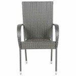 vidaXL Scaune de exterior stivuibile, 4 buc., gri, poliratan vidaXL Scaune de exterior stivuibile, 4 buc., gri, poliratan