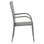 vidaXL Scaune de exterior stivuibile, 4 buc., gri, poliratan vidaXL Scaune de exterior stivuibile, 4 buc., gri, poliratan