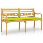 vidaXL Bancă Batavia cu pernă verde aprins, 150 cm, lemn masiv tec vidaXL Bancă Batavia cu pernă verde aprins, 150 cm, lemn masiv tec