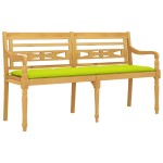 vidaXL Bancă Batavia cu pernă verde aprins, 150 cm, lemn masiv tec vidaXL Bancă Batavia cu pernă verde aprins, 150 cm, lemn masiv tec