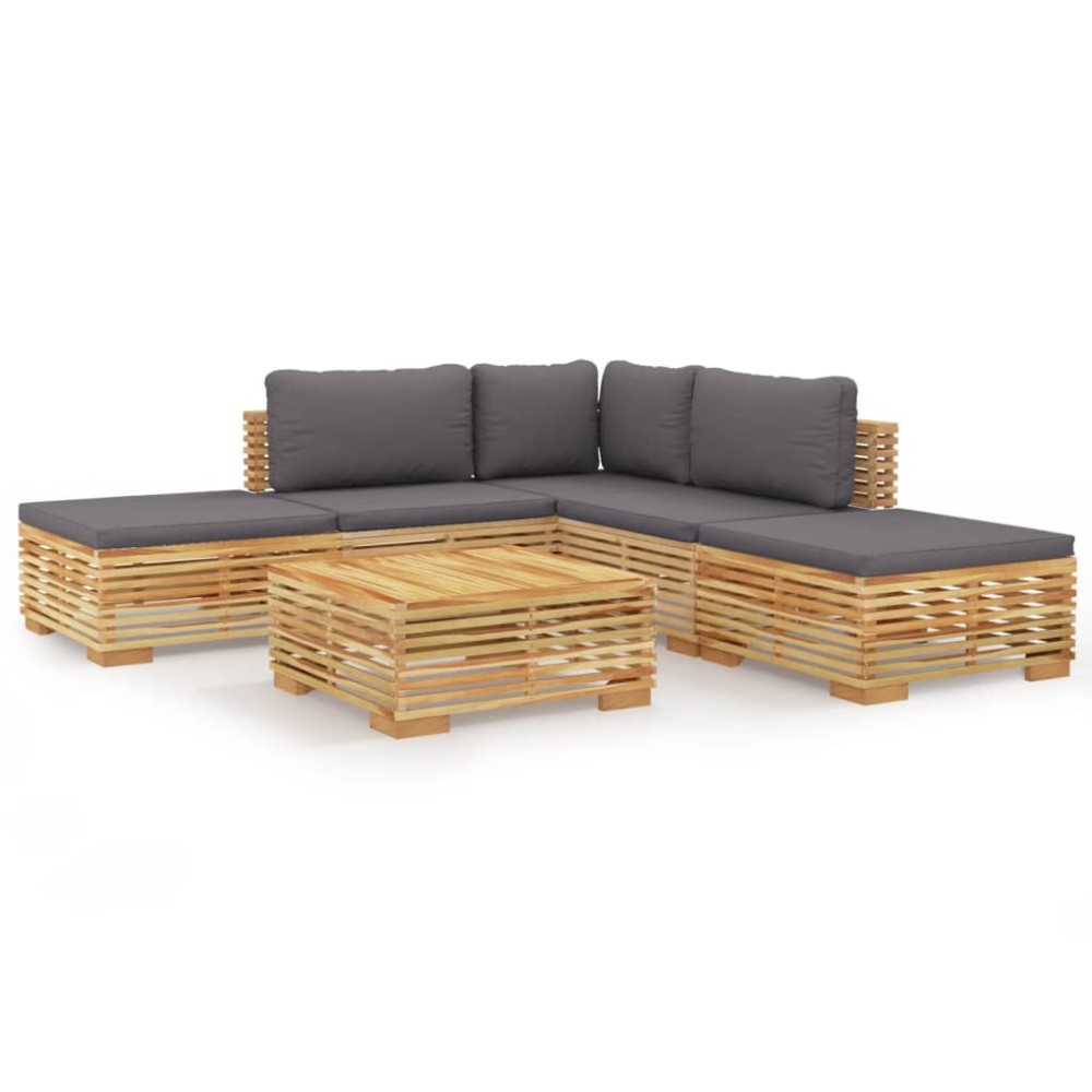 vidaXL Set mobilier grădină cu perne, 6 piese, lemn masiv de tec