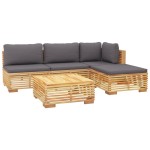 vidaXL Set mobilier grădină cu perne, 5 piese, lemn masiv de tec