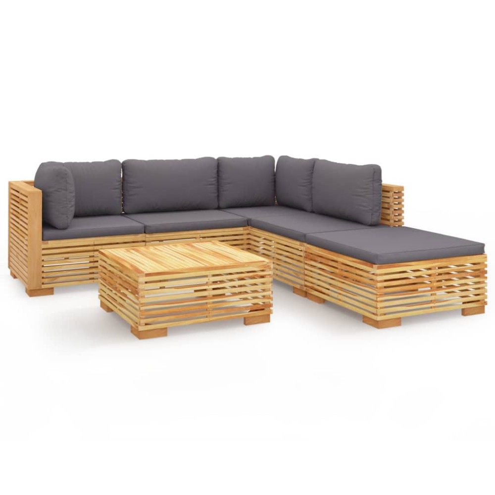 vidaXL Set mobilier grădină cu perne, 6 piese, lemn masiv de tec
