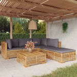 vidaXL Set mobilier grădină cu perne, 6 piese, lemn masiv de tec vidaXL Set mobilier grădină cu perne, 6 piese, lemn masiv de tec