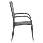 vidaXL Scaune de exterior stivuibile, 6 buc., negru, poliratan vidaXL Scaune de exterior stivuibile, 6 buc., negru, poliratan