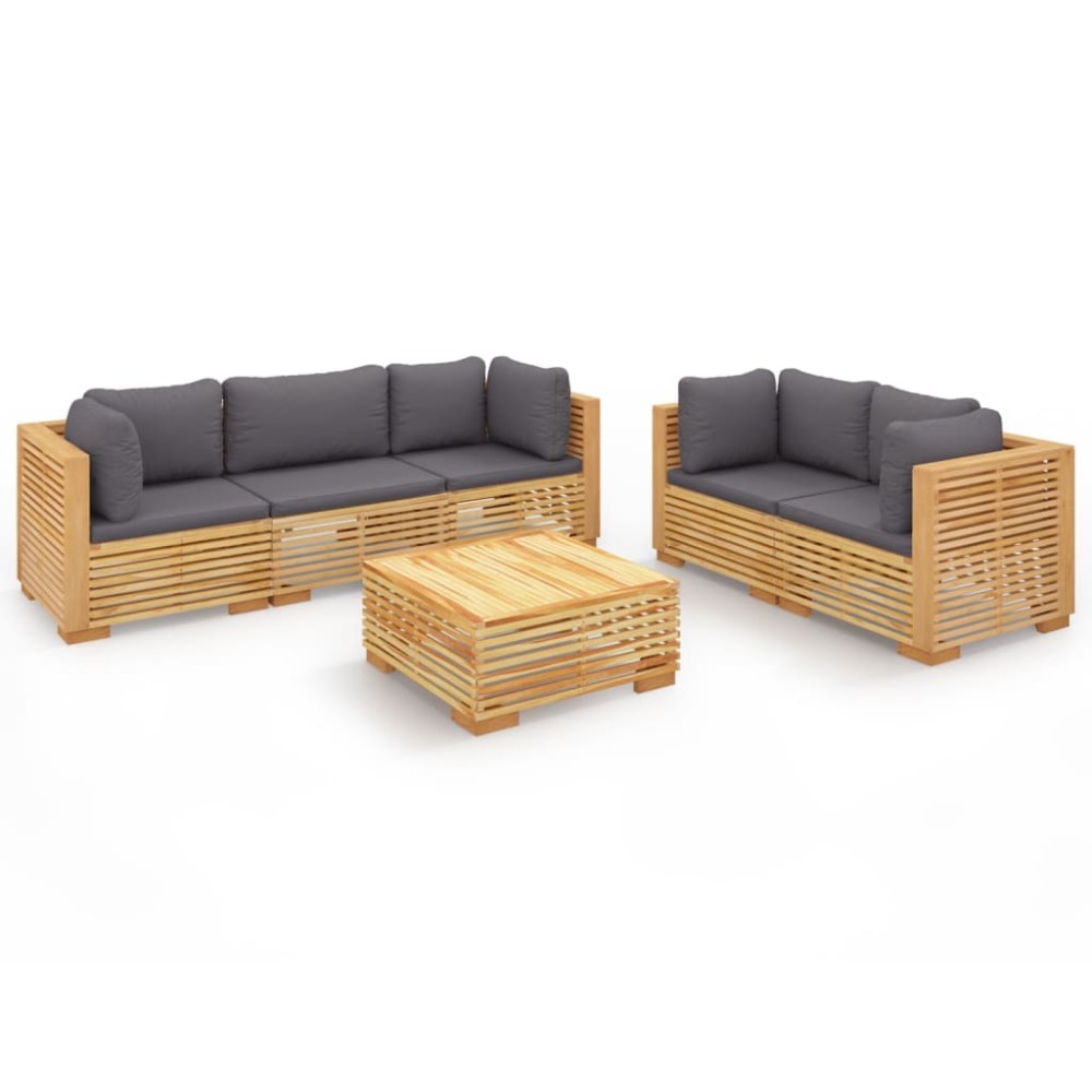 vidaXL Set mobilier grădină cu perne, 6 piese, lemn masiv de tec