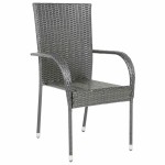 vidaXL Scaune de exterior stivuibile, 6 buc., gri, poliratan vidaXL Scaune de exterior stivuibile, 6 buc., gri, poliratan
