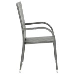 vidaXL Scaune de exterior stivuibile, 6 buc., gri, poliratan vidaXL Scaune de exterior stivuibile, 6 buc., gri, poliratan