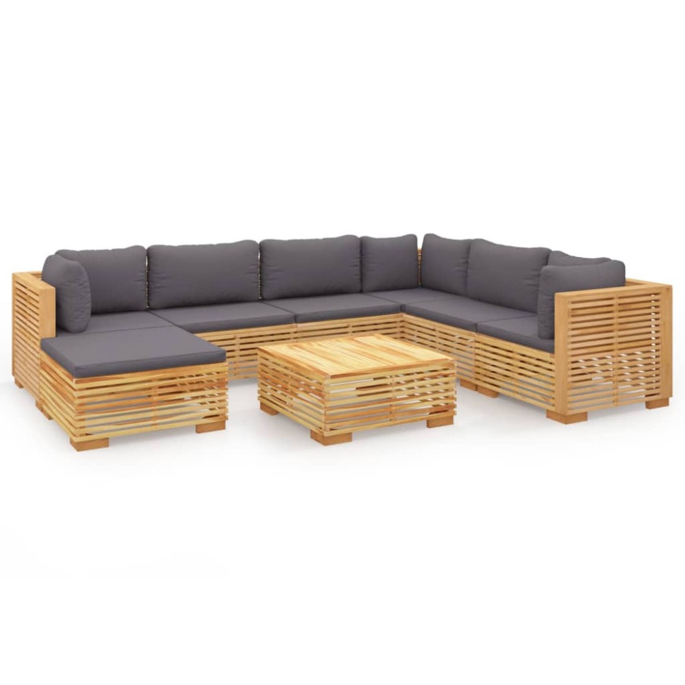 vidaXL Set mobilier grădină cu perne, 8 piese, lemn masiv de tec
