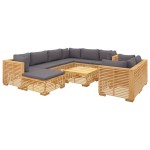 vidaXL Set mobilier grădină cu perne, 10 piese, lemn masiv de tec vidaXL Set mobilier grădină cu perne, 10 piese, lemn masiv de tec