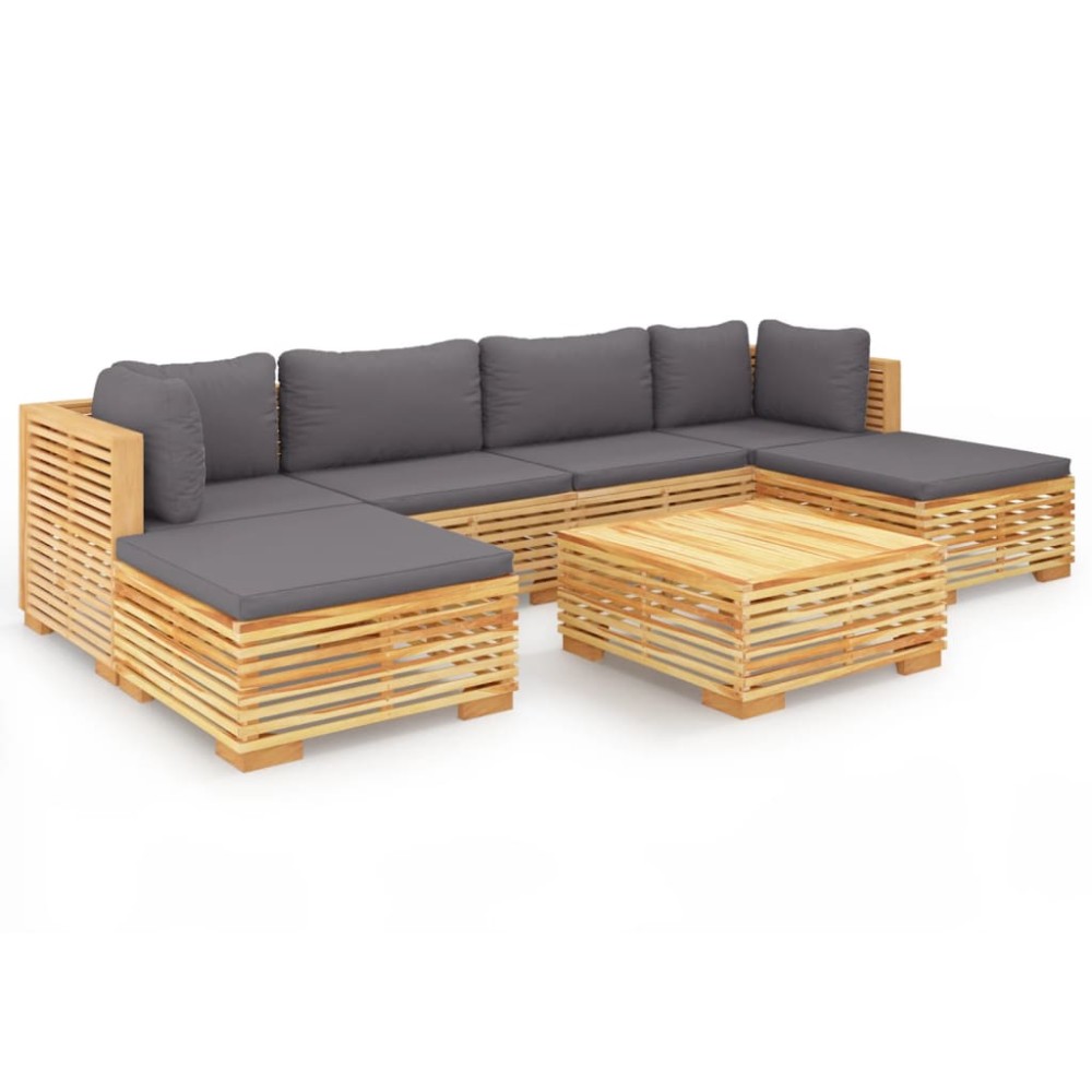 vidaXL Set mobilier grădină cu perne, 7 piese, lemn masiv de tec