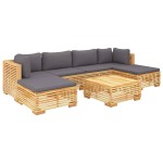 vidaXL Set mobilier grădină cu perne, 7 piese, lemn masiv de tec