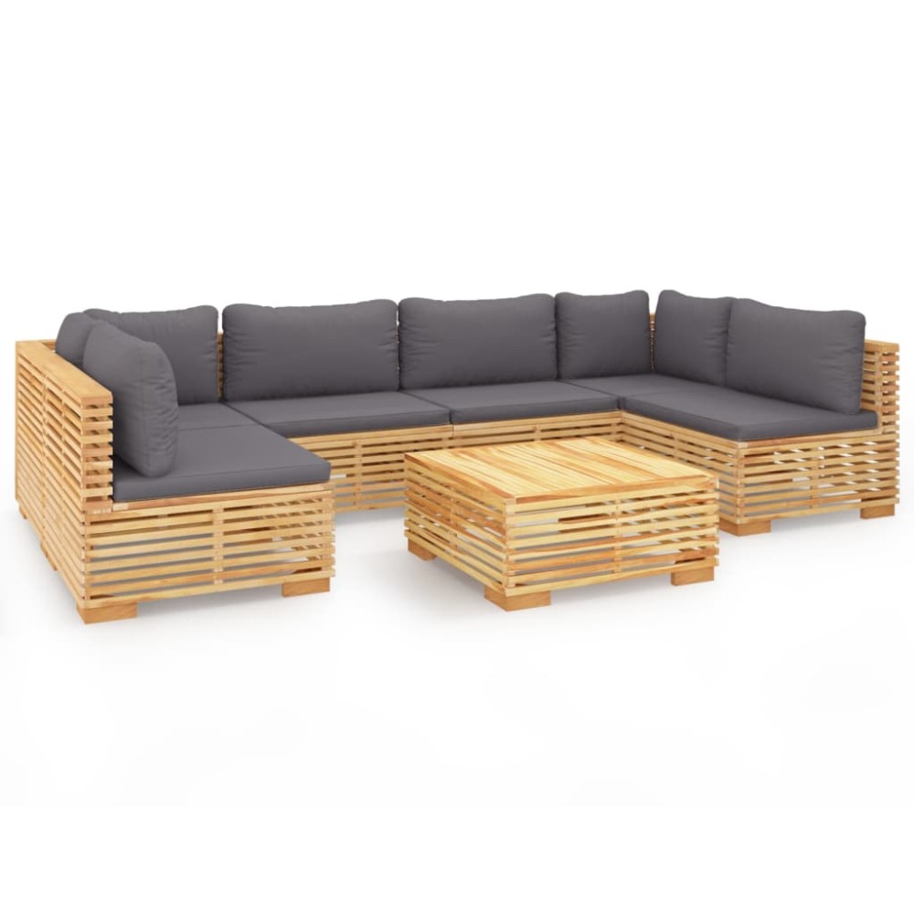 vidaXL Set mobilier grădină cu perne, 7 piese, lemn masiv de tec