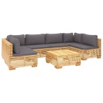 vidaXL Set mobilier grădină cu perne, 7 piese, lemn masiv de tec