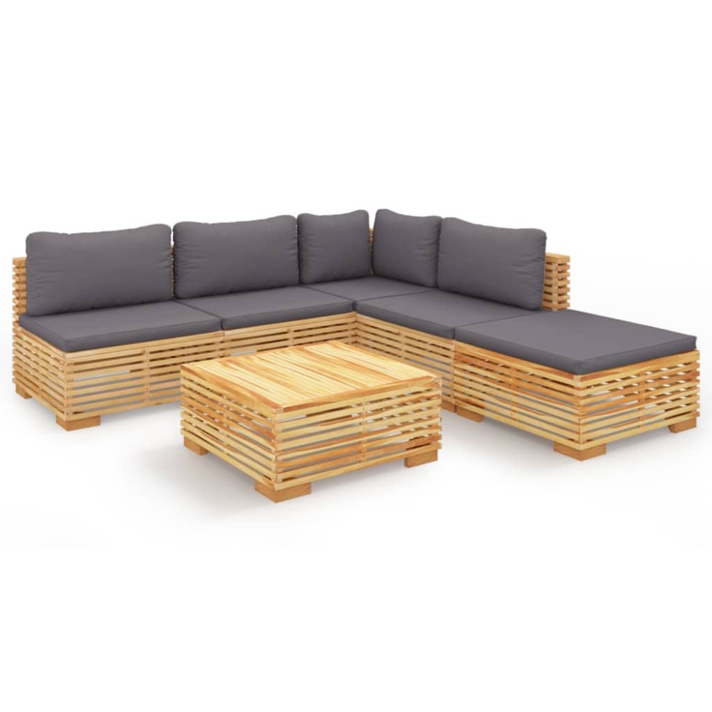 vidaXL Set mobilier grădină cu perne, 6 piese, lemn masiv de tec