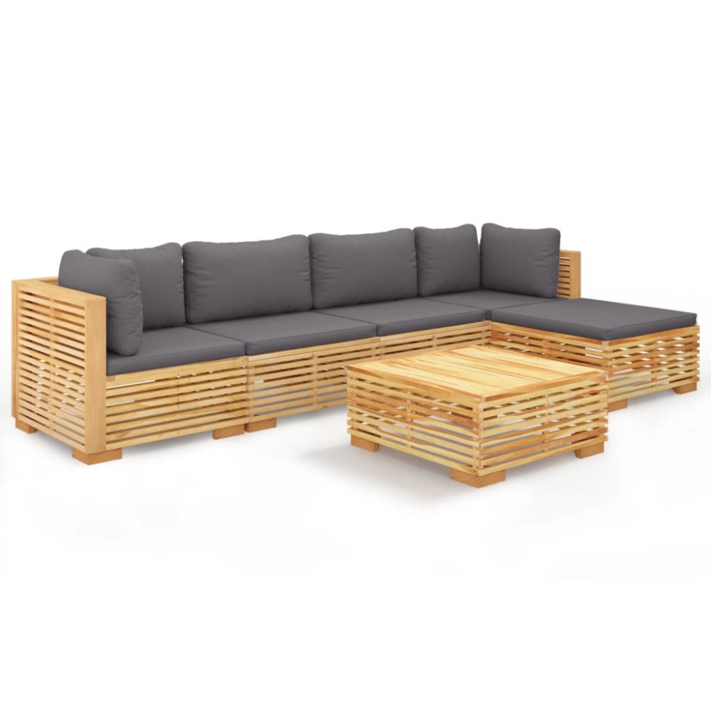 vidaXL Set mobilier grădină cu perne, 6 piese, lemn masiv de tec