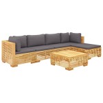 vidaXL Set mobilier grădină cu perne, 6 piese, lemn masiv de tec vidaXL Set mobilier grădină cu perne, 6 piese, lemn masiv de tec