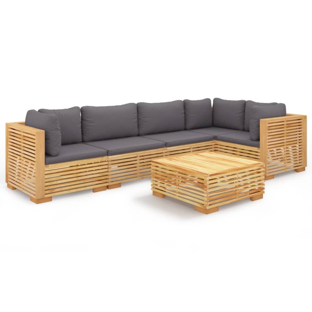 vidaXL Set mobilier grădină cu perne, 6 piese, lemn masiv de tec