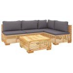 vidaXL Set mobilier grădină cu perne, 5 piese, lemn masiv de tec