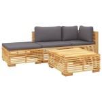 vidaXL Set mobilier grădină cu perne, 4 piese, lemn masiv de tec