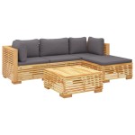 vidaXL Set mobilier grădină cu perne, 5 piese, lemn masiv de tec