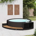 vidaXL Mobilier de împrejmuire spa, negru, poliratan și lemn de acacia vidaXL Mobilier de împrejmuire spa, negru, poliratan și lemn de acacia