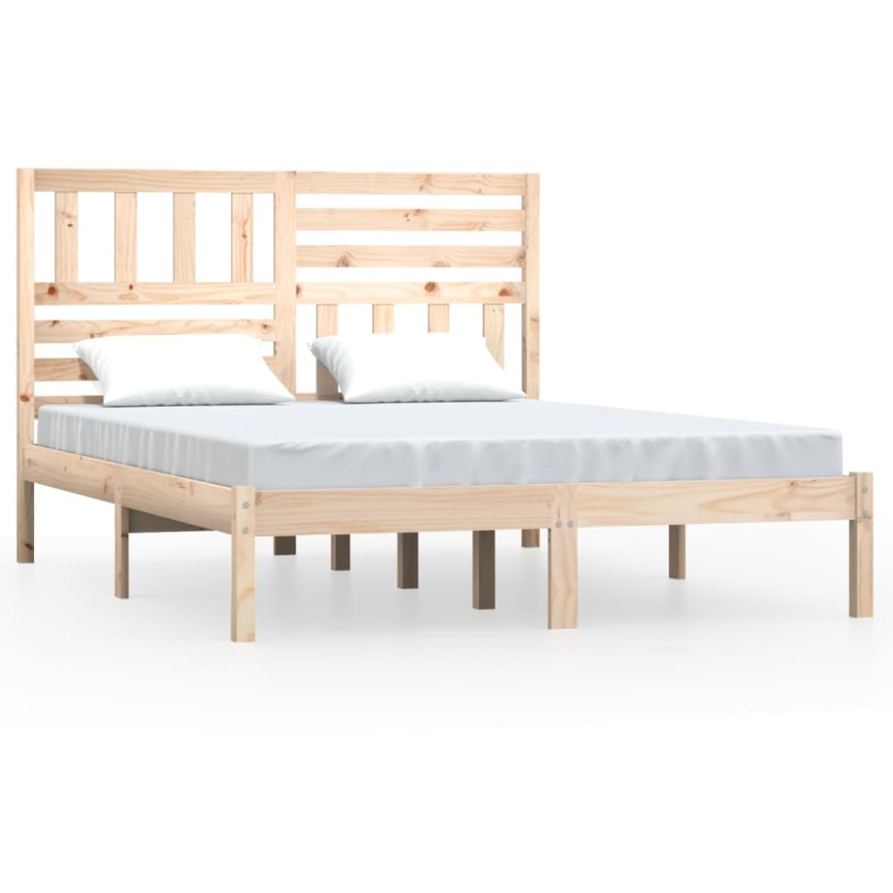 vidaXL Cadru de pat dublu, 135x190 cm, lemn masiv de pin