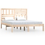 vidaXL Cadru de pat dublu, 135x190 cm, lemn masiv de pin