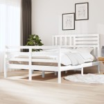 vidaXL Cadru de pat King Size, alb, 150x200 cm, lemn masiv vidaXL Cadru de pat King Size, alb, 150x200 cm, lemn masiv