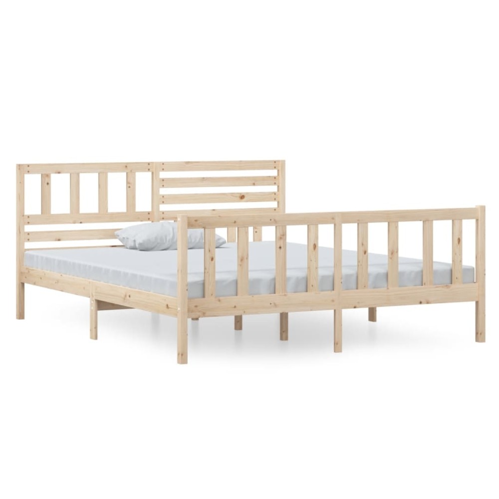 vidaXL Cadru de pat dublu, 135x190 cm, lemn masiv