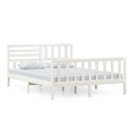 vidaXL Cadru de pat King Size, alb, 150x200 cm, lemn masiv vidaXL Cadru de pat King Size, alb, 150x200 cm, lemn masiv