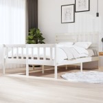vidaXL Cadru de pat King Size, alb, 150x200 cm, lemn masiv vidaXL Cadru de pat King Size, alb, 150x200 cm, lemn masiv