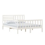 vidaXL Cadru de pat King Size, alb, 150x200 cm, lemn masiv vidaXL Cadru de pat King Size, alb, 150x200 cm, lemn masiv