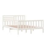 vidaXL Cadru de pat King Size, alb, 150x200 cm, lemn masiv vidaXL Cadru de pat King Size, alb, 150x200 cm, lemn masiv