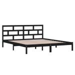 vidaXL Cadru de pat dublu, negru, 135x190 cm, lemn masiv vidaXL Cadru de pat dublu, negru, 135x190 cm, lemn masiv