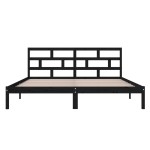 vidaXL Cadru de pat dublu, negru, 135x190 cm, lemn masiv vidaXL Cadru de pat dublu, negru, 135x190 cm, lemn masiv