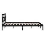vidaXL Cadru de pat dublu, negru, 135x190 cm, lemn masiv vidaXL Cadru de pat dublu, negru, 135x190 cm, lemn masiv