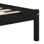 vidaXL Cadru de pat dublu, negru, 135x190 cm, lemn masiv vidaXL Cadru de pat dublu, negru, 135x190 cm, lemn masiv