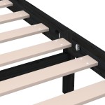 vidaXL Cadru de pat dublu, negru, 135x190 cm, lemn masiv vidaXL Cadru de pat dublu, negru, 135x190 cm, lemn masiv