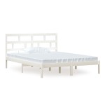 vidaXL Cadru de pat King Size, alb, 150x200 cm, lemn masiv vidaXL Cadru de pat King Size, alb, 150x200 cm, lemn masiv