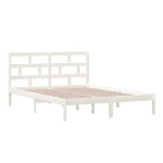 vidaXL Cadru de pat King Size, alb, 150x200 cm, lemn masiv vidaXL Cadru de pat King Size, alb, 150x200 cm, lemn masiv