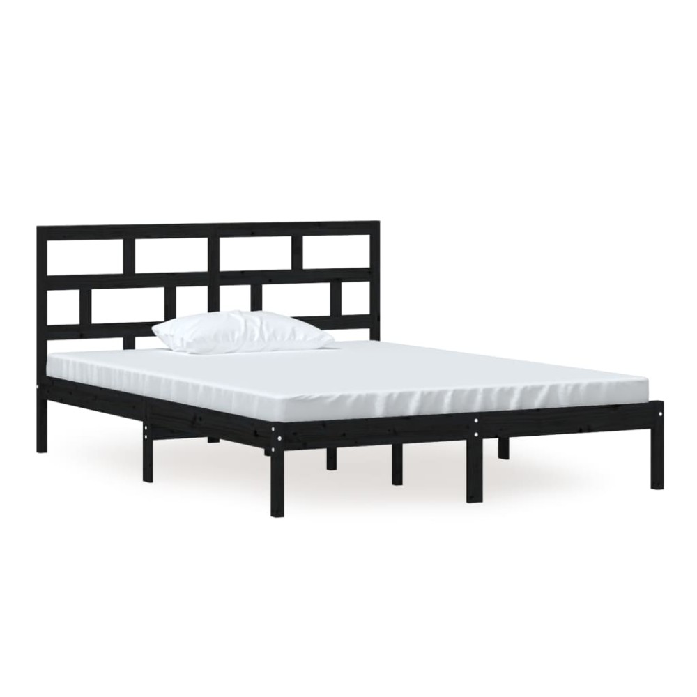vidaXL Cadru de pat King Size, negru, 150x200 cm, lemn masiv