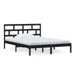 vidaXL Cadru de pat King Size, negru, 150x200 cm, lemn masiv vidaXL Cadru de pat King Size, negru, 150x200 cm, lemn masiv