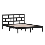 vidaXL Cadru de pat King Size, negru, 150x200 cm, lemn masiv vidaXL Cadru de pat King Size, negru, 150x200 cm, lemn masiv