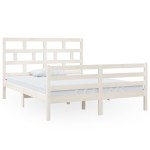 vidaXL Cadru de pat King Size, alb, 150x200 cm, lemn masiv vidaXL Cadru de pat King Size, alb, 150x200 cm, lemn masiv