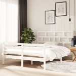 vidaXL Cadru de pat King Size, alb, 150x200 cm, lemn masiv vidaXL Cadru de pat King Size, alb, 150x200 cm, lemn masiv