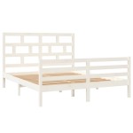 vidaXL Cadru de pat King Size, alb, 150x200 cm, lemn masiv vidaXL Cadru de pat King Size, alb, 150x200 cm, lemn masiv
